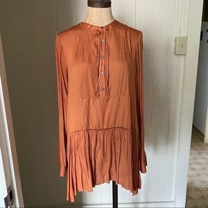 BANANA REPUBLIC Heritage sz S Orange Long Sleeve Ruffle Shirt